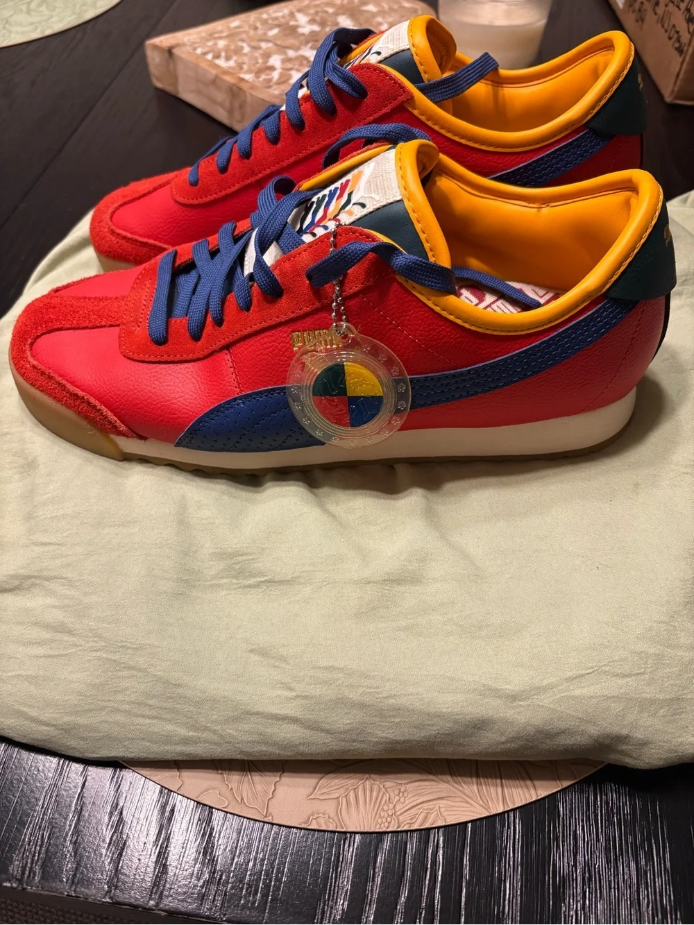 Puma Red Sneakers with Blue Formstripe and Yellow Lining